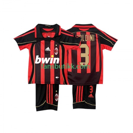 Fotballdrakt AC Milan MALDINI 3 2006 2007 Barn Retro Hjemmetrøye Kortermet